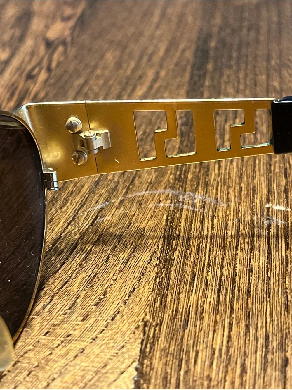 Gianni Versace Gold and Black Medusa Baroque Temple Sunglasses